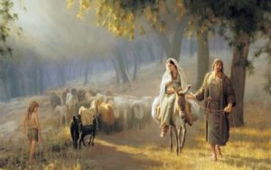 Weihnachten nähert sich: Josef und Maria auf dem Weg nach Bethlehem.