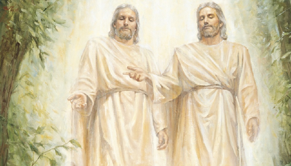 Ein Gemälde von Gott Vater und Jesus Christus als sie Joseph Smith erschienen.