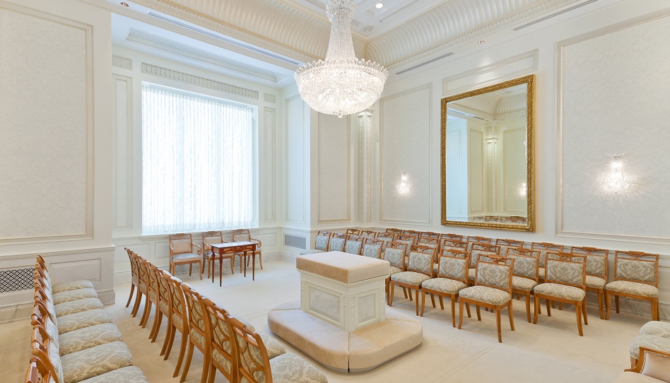 Das Foto eines Sieglungsraums in einem Tempel der "Mormonen".