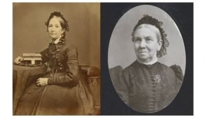 Zu sehen sind Eliza R. Snow, die zweite Präsidentin der Frauenhilfsvereinigung und Bathsheba W. Smith, die vierte Präsidentin der Frauenhilfsvereinigung.