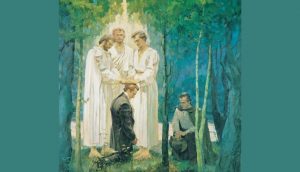 Zu sehen ist eine Illustration der Wiederherstellung des Melchisedekischen Priestertums.