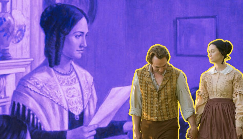Zu sehen ist Emma Smith - einmal, wie sie unterrichtet und einmal zusammen mit ihrem Mann und dem Propheten der Wiederherstellung, Joseph Smith.